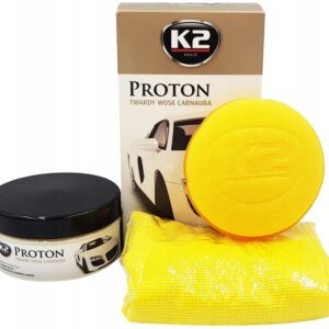 K2 PROTON WOSK TWARDY CARNAUBA 200G + GĄBKA + MIKROFIBRA
