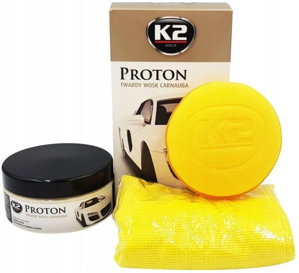 K2 PROTON WOSK TWARDY CARNAUBA 200G + GĄBKA + MIKROFIBRA