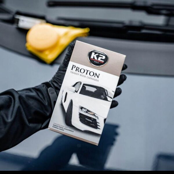 K2 PROTON WOSK TWARDY CARNAUBA 200G + GĄBKA + MIKROFIBRA - obrazek 3