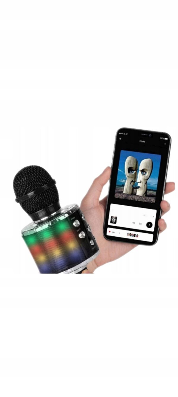 KARAOKE BEZPRZEWODOWY PRZENOŚNY BLUETOOTH GŁOŚNIK LED MIKROFON Gold Rose - obrazek 3