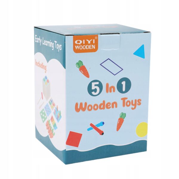 Drewniana Układanka Pudełko Sorter Zestaw Montessori 5w1 Warzywa Rybki - obrazek 7